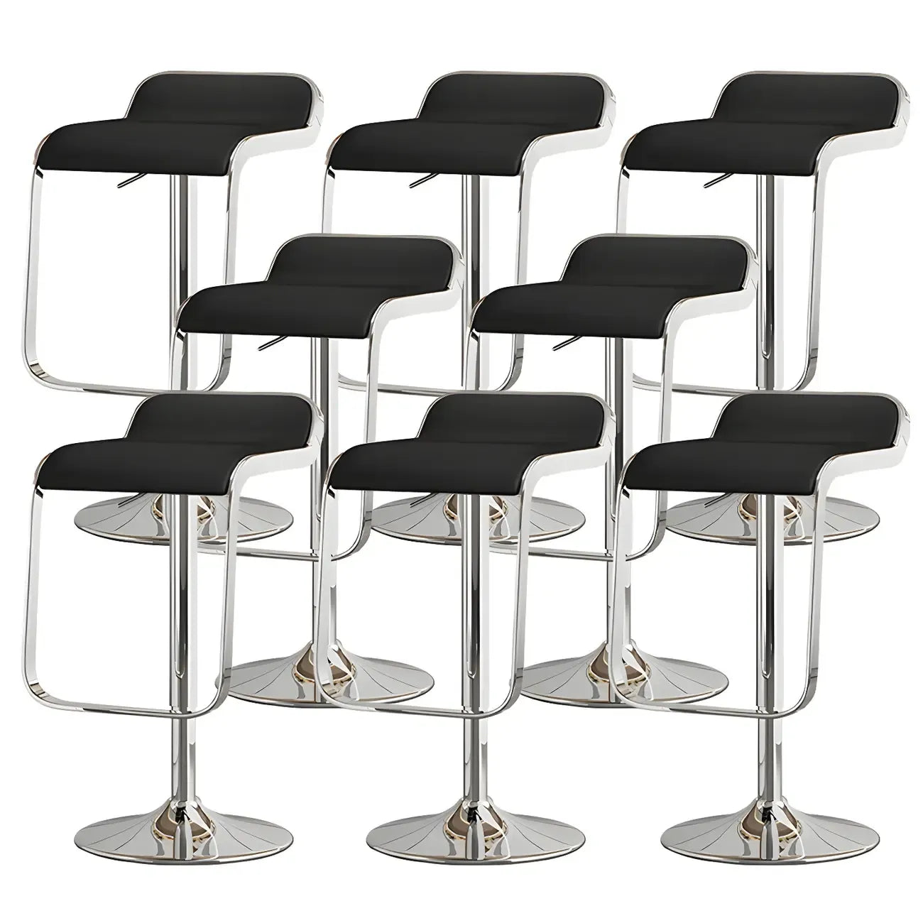 Tabourets de bar pivotants réglables en cuir et métal avec dossier bas