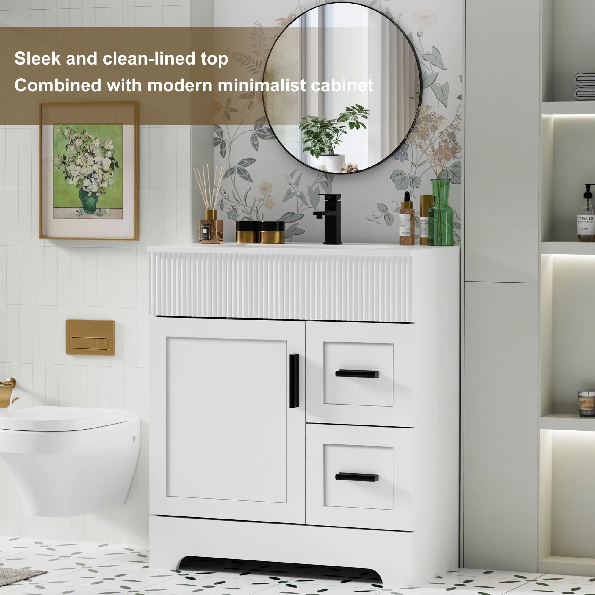 Ensemble meuble-lavabo Wavy Line 30/36/48 avec lavabo et robinet