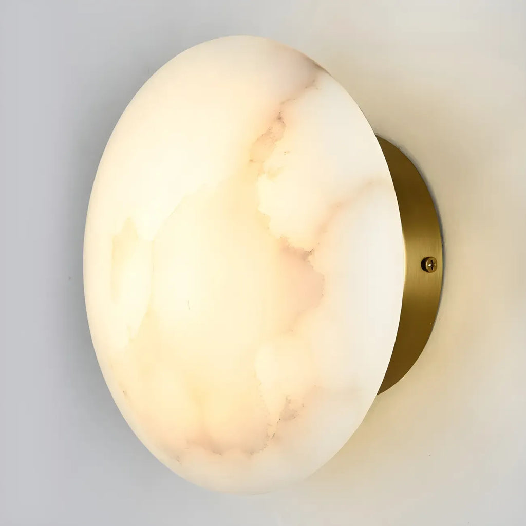Applique murale ronde contemporaine à LED beige effet pierre