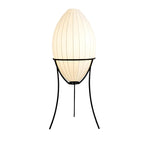 Lampe sur pied d'ambiance en forme d'œuf en tissu et en métal, trépied