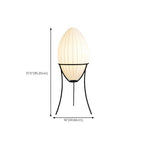 Lampe sur pied d'ambiance en forme d'œuf en tissu et en métal, trépied