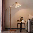 Lampadaire à bras articulé réglable en métal marron pour salon
