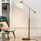 Lampadaire à bras articulé réglable en métal marron pour salon