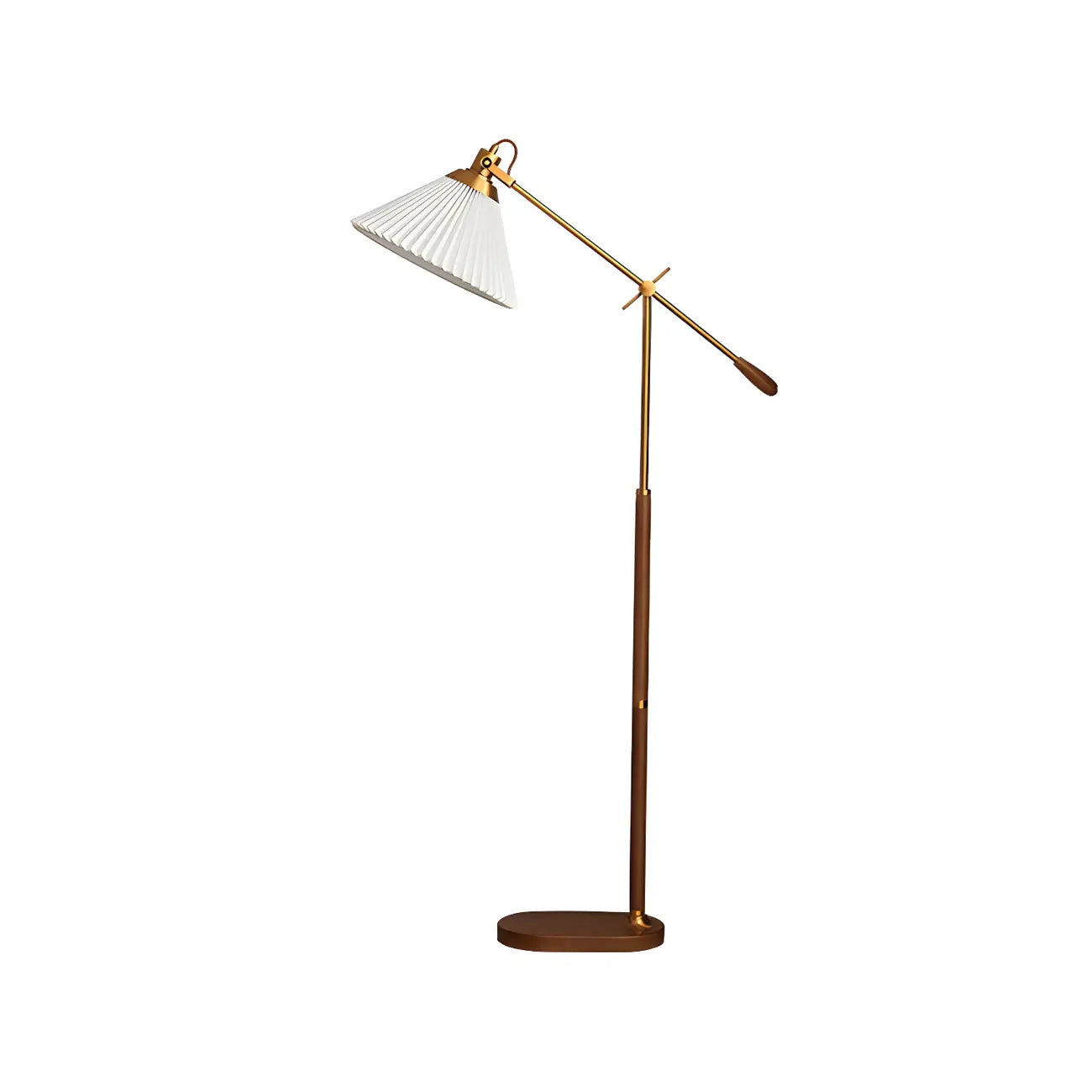 Lampadaire à bras articulé réglable en métal marron pour salon