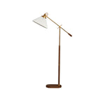 Lampadaire à bras articulé réglable en métal marron pour salon