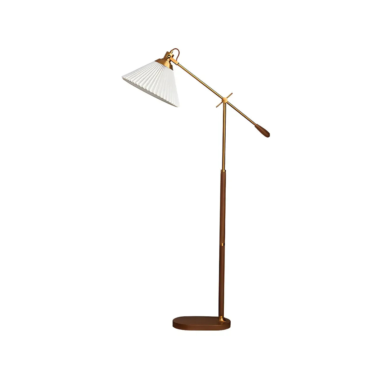 Lampadaire à bras articulé réglable en métal marron pour salon