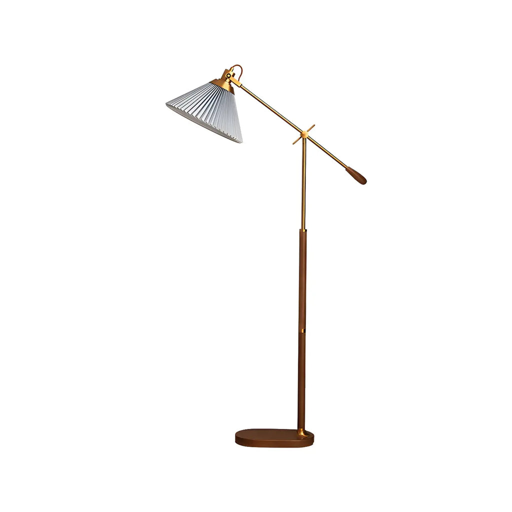 Lampadaire à bras articulé réglable en métal marron pour salon