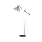 Lampadaire à bras articulé réglable en métal marron pour salon