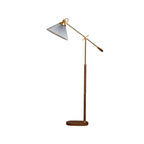 Lampadaire à bras articulé réglable en métal marron pour salon