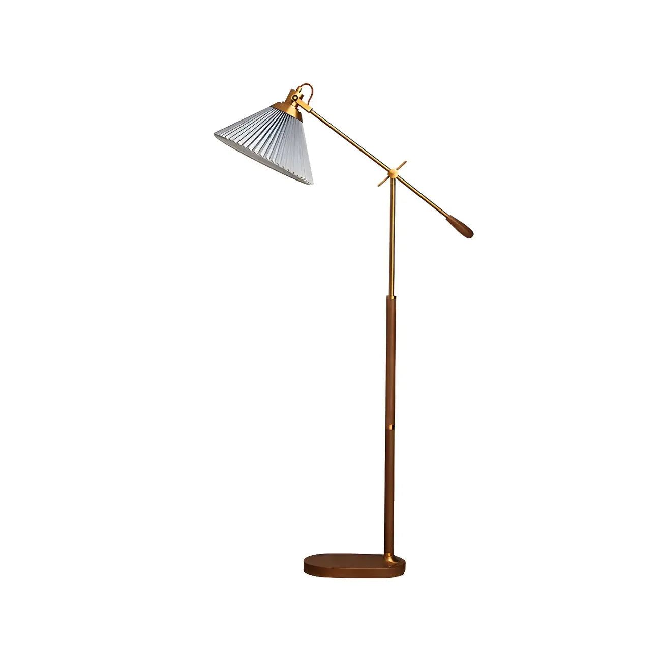 Lampadaire à bras articulé réglable en métal marron pour salon