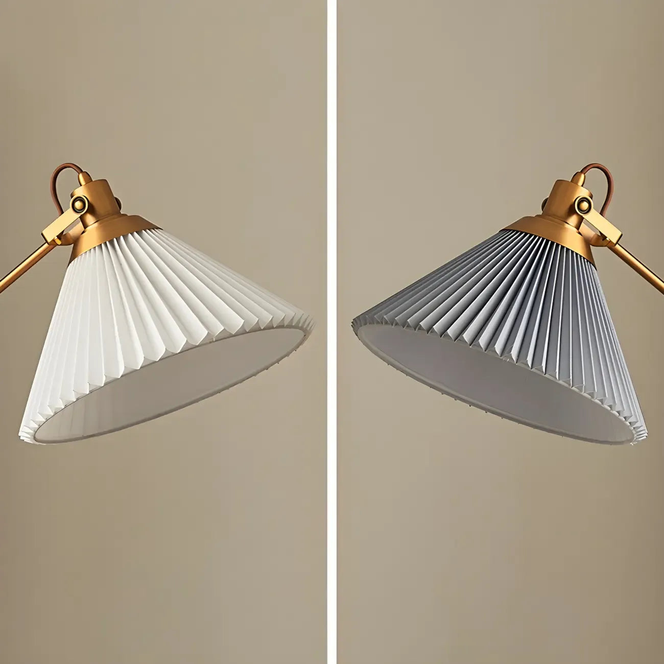 Lampadaire à bras articulé réglable en métal marron pour salon