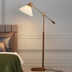 Lampadaire à bras articulé réglable en métal marron pour salon