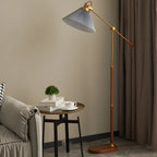 Lampadaire à bras articulé réglable en métal marron pour salon