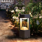 Lampe de poteau de jardin en métal noir à lumière chaude