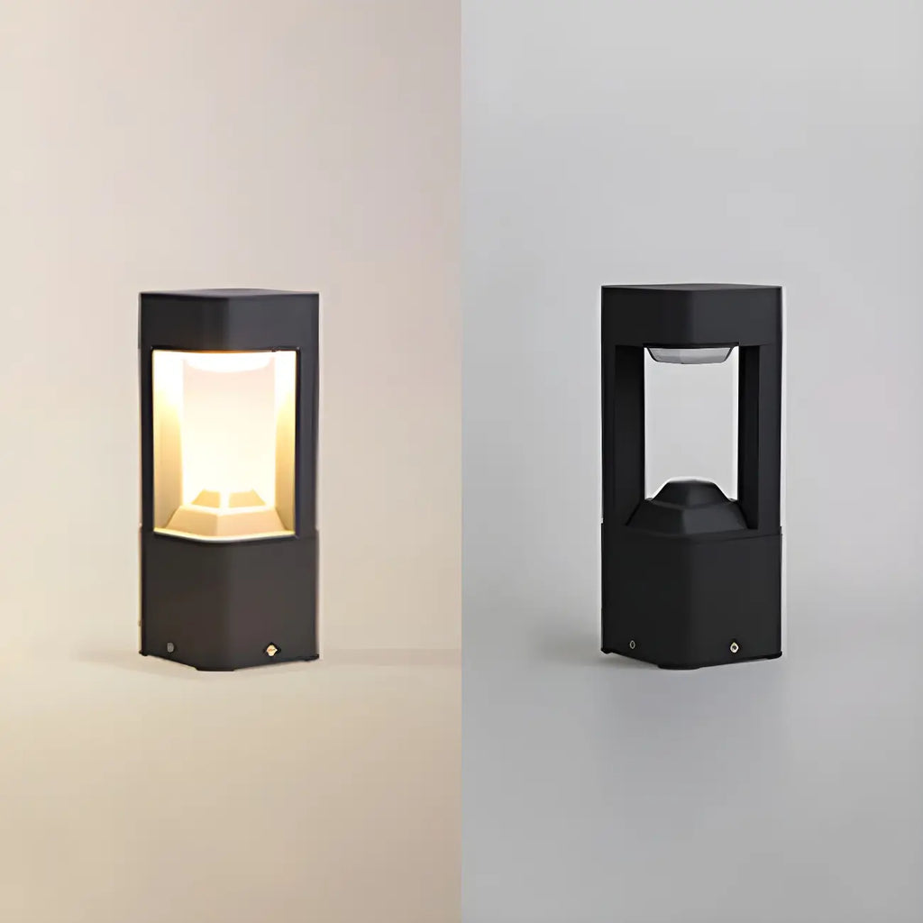 Lampe de poteau de jardin en métal noir à lumière chaude