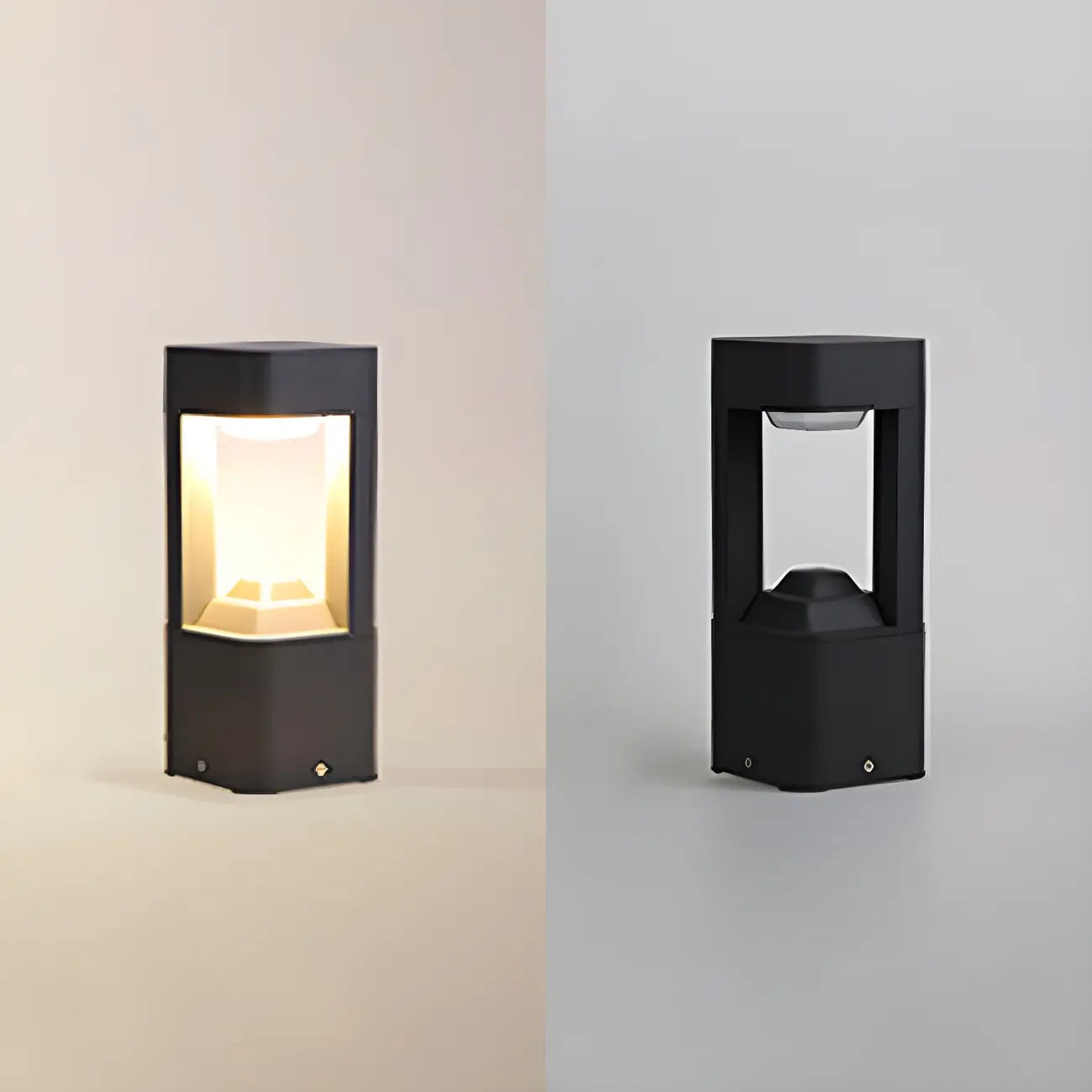 Lampe de poteau de jardin en métal noir à lumière chaude