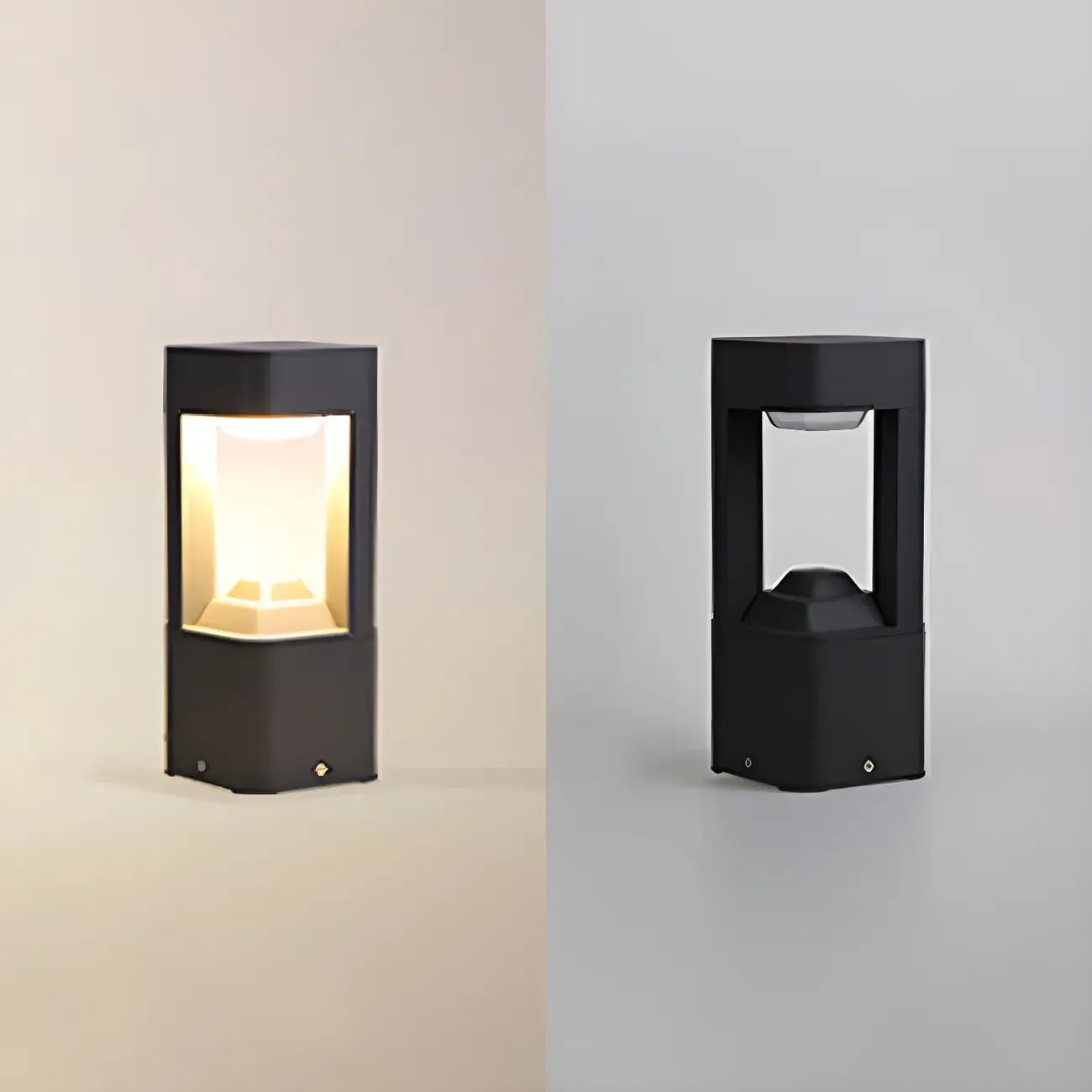 Lampe de poteau de jardin en métal noir à lumière chaude