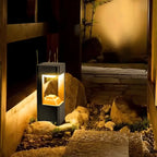 Lampe de poteau de jardin en métal noir à lumière chaude