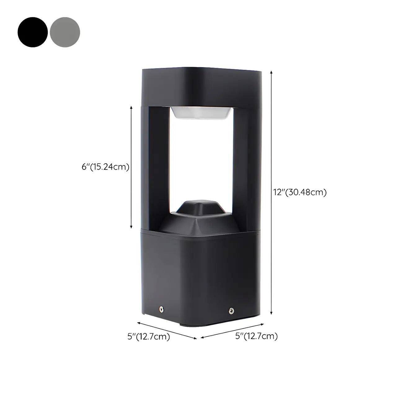 Lampe de poteau de jardin en métal noir à lumière chaude