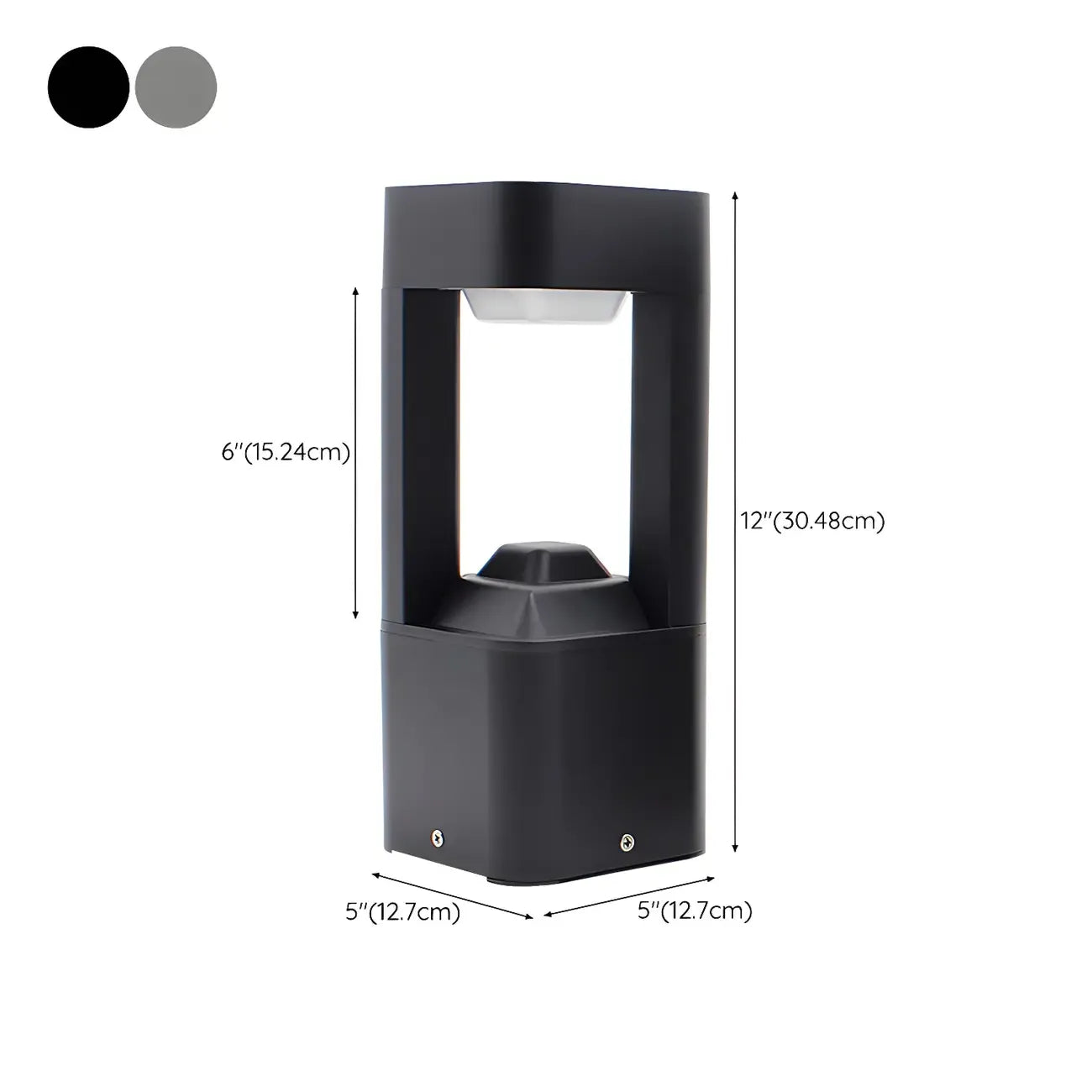 Lampe de poteau de jardin en métal noir à lumière chaude