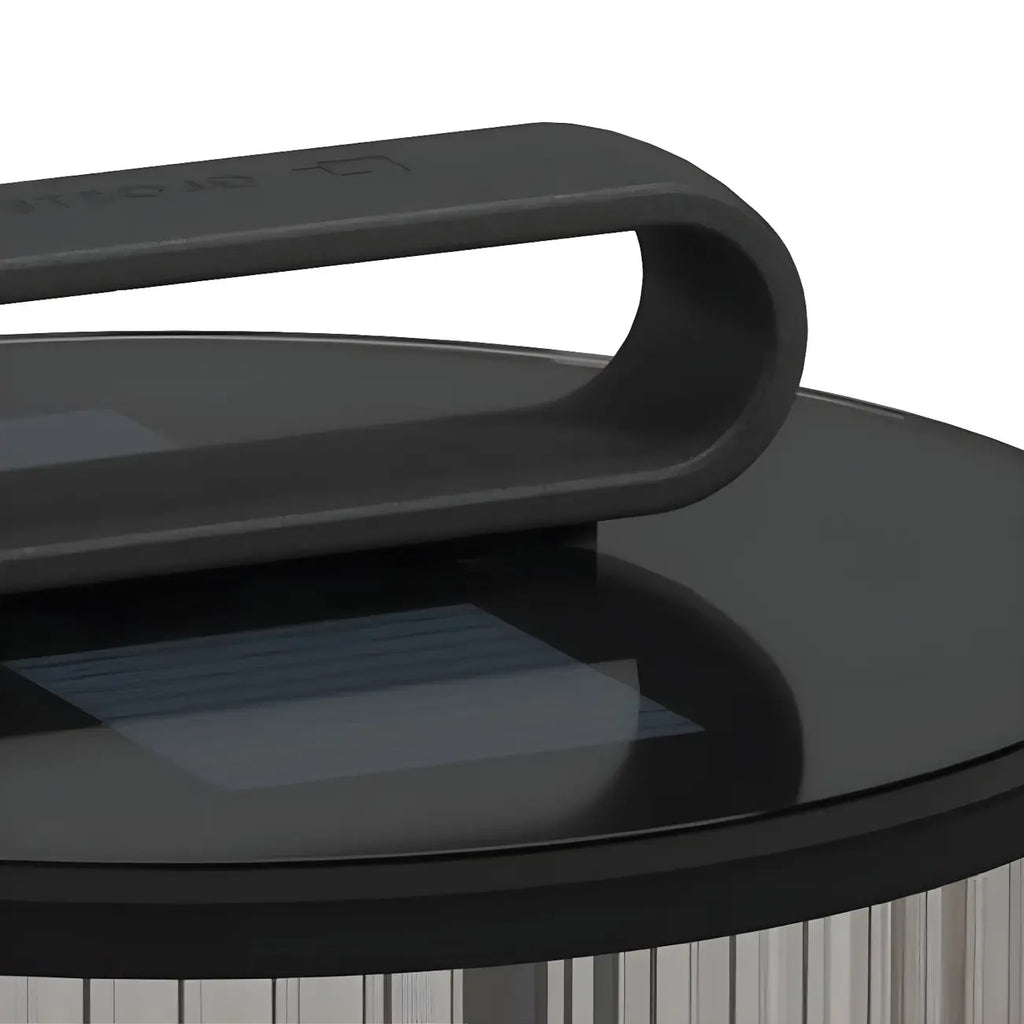 Lampes solaires cylindriques en métal noir pour poteaux extérieurs