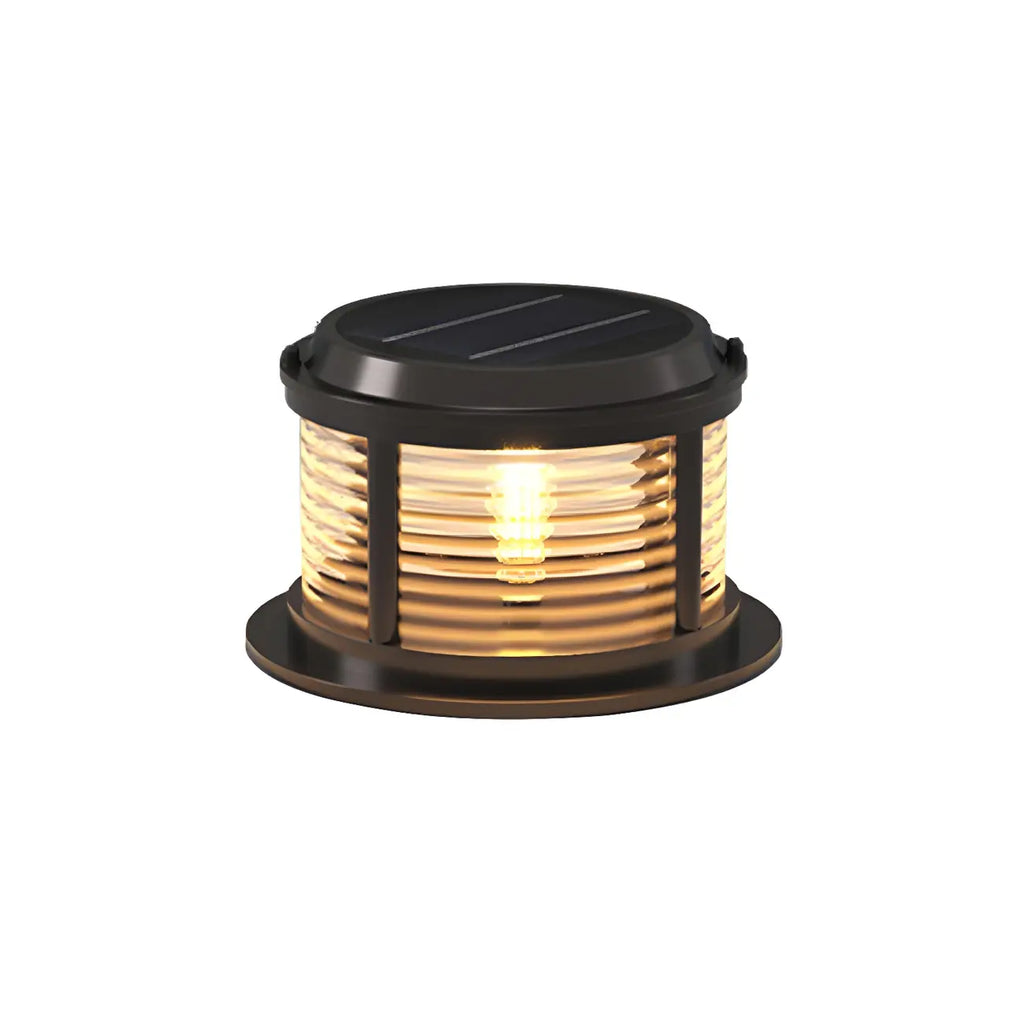 Lampe de poteau cylindrique en verre à rayures horizontales et verticales