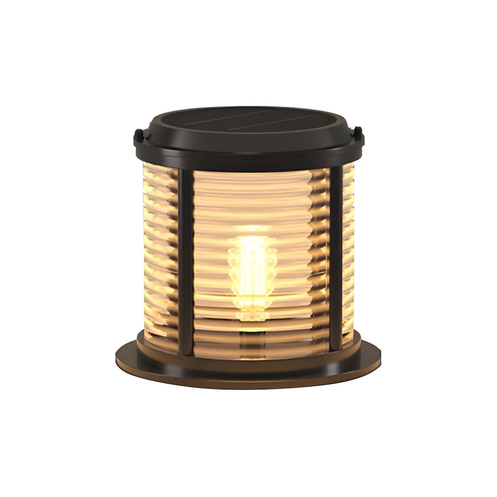 Lampe de poteau cylindrique en verre à rayures horizontales et verticales