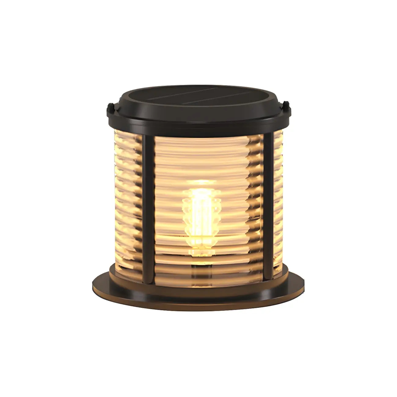 Lampe de poteau cylindrique en verre à rayures horizontales et verticales