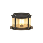 Lampe de poteau cylindrique en verre à rayures horizontales et verticales