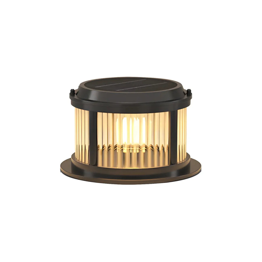 Lampe de poteau cylindrique en verre à rayures horizontales et verticales
