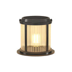 Lampe de poteau cylindrique en verre à rayures horizontales et verticales
