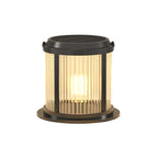 Lampe de poteau cylindrique en verre à rayures horizontales et verticales