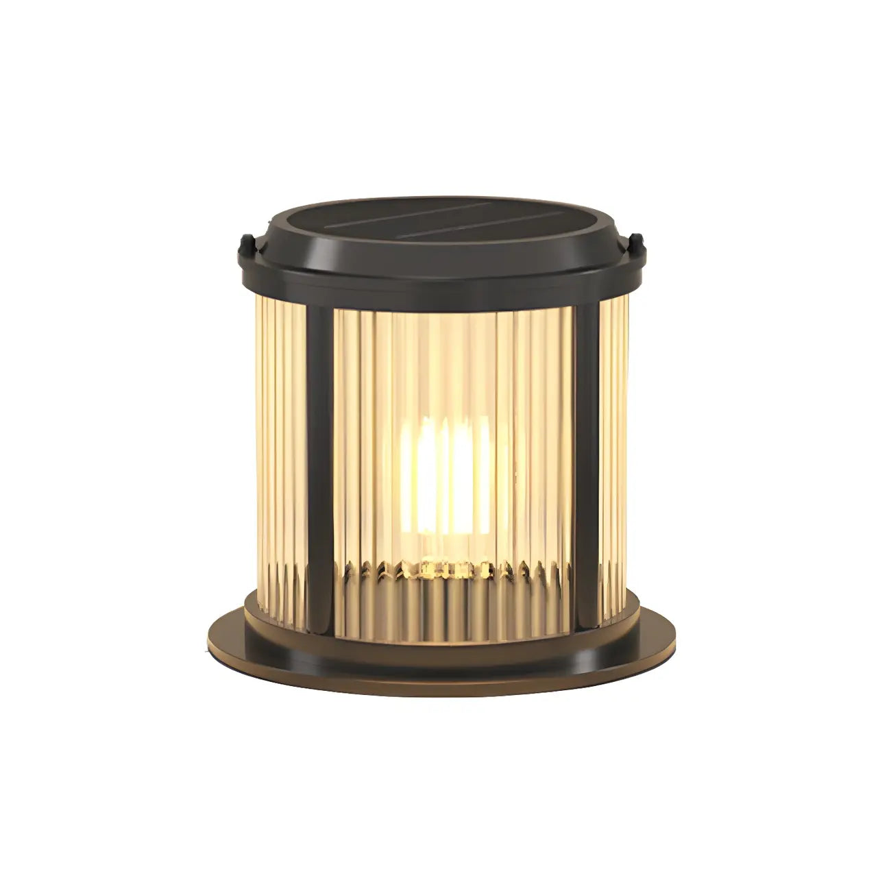 Lampe de poteau cylindrique en verre à rayures horizontales et verticales