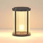 Lampe de poteau cylindrique en verre à rayures horizontales et verticales