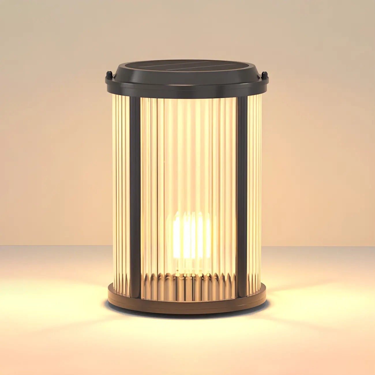 Lampe de poteau cylindrique en verre à rayures horizontales et verticales