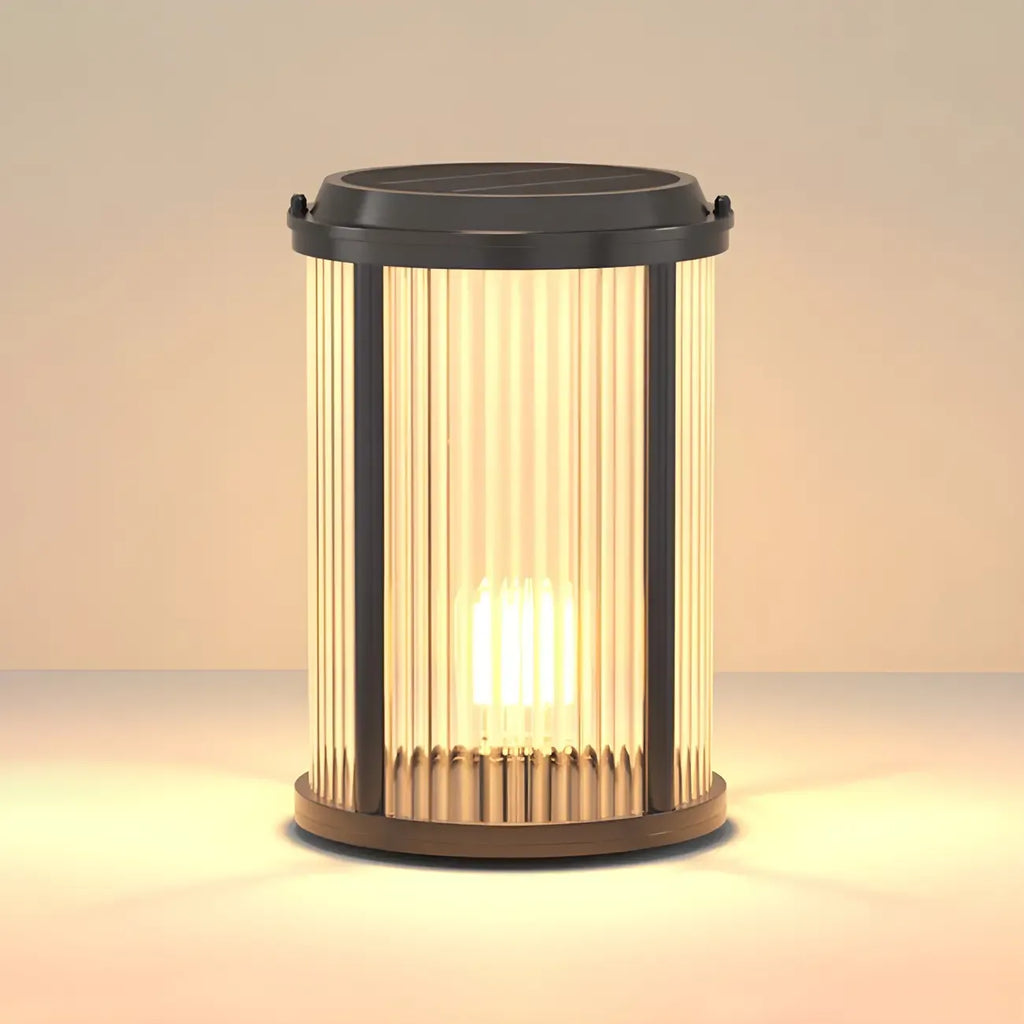 Lampe de poteau cylindrique en verre à rayures horizontales et verticales