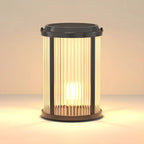 Lampe de poteau cylindrique en verre à rayures horizontales et verticales