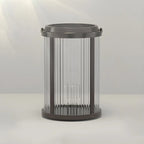 Lampe de poteau cylindrique en verre à rayures horizontales et verticales