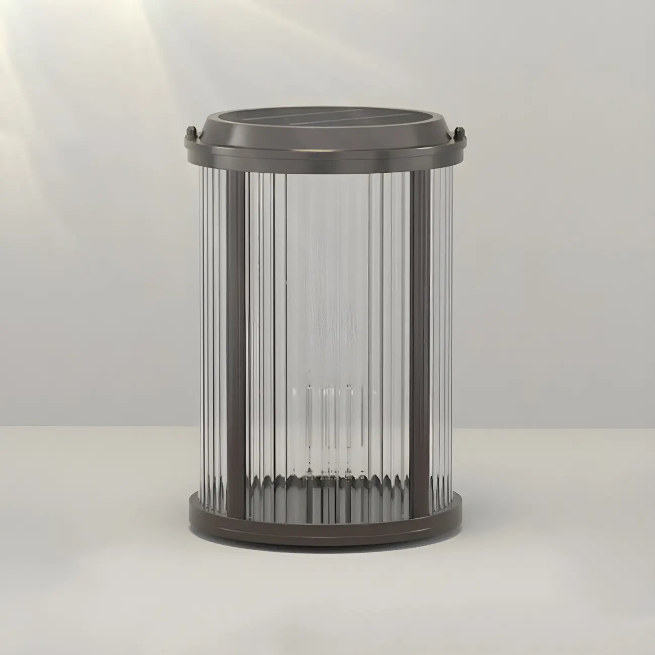 Lampe de poteau cylindrique en verre à rayures horizontales et verticales