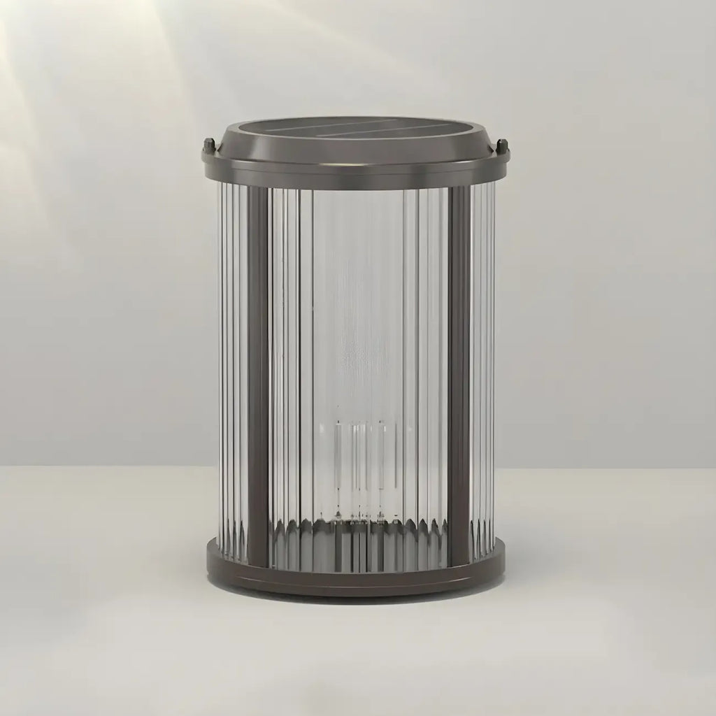 Lampe de poteau cylindrique en verre à rayures horizontales et verticales
