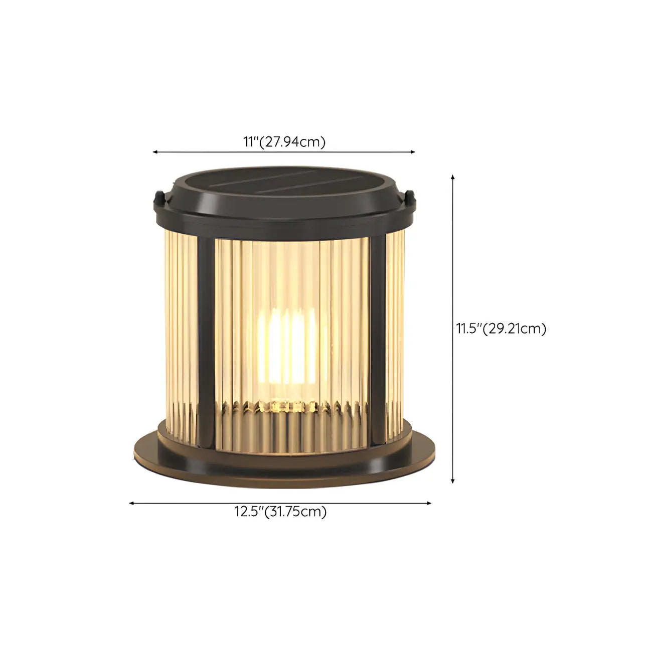Lampe de poteau cylindrique en verre à rayures horizontales et verticales