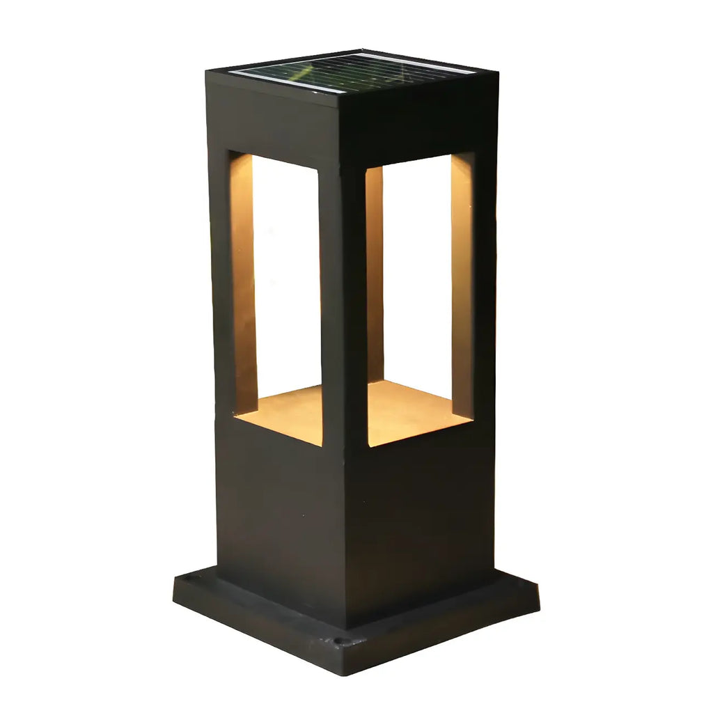 Lampes solaires LED à support en métal noir pour poteaux extérieurs