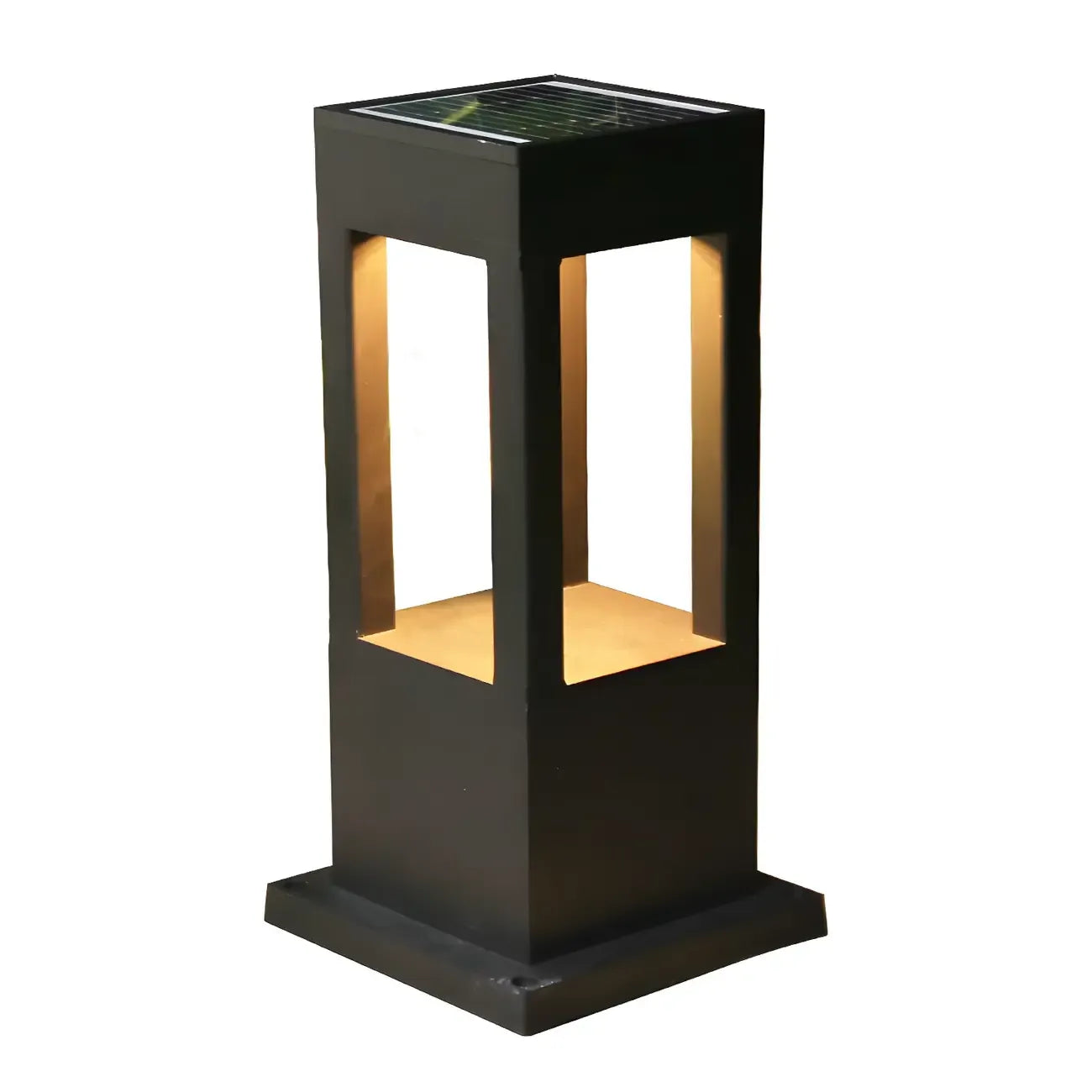 Lampes solaires LED à support en métal noir pour poteaux extérieurs