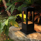 Lampes solaires LED à support en métal noir pour poteaux extérieurs