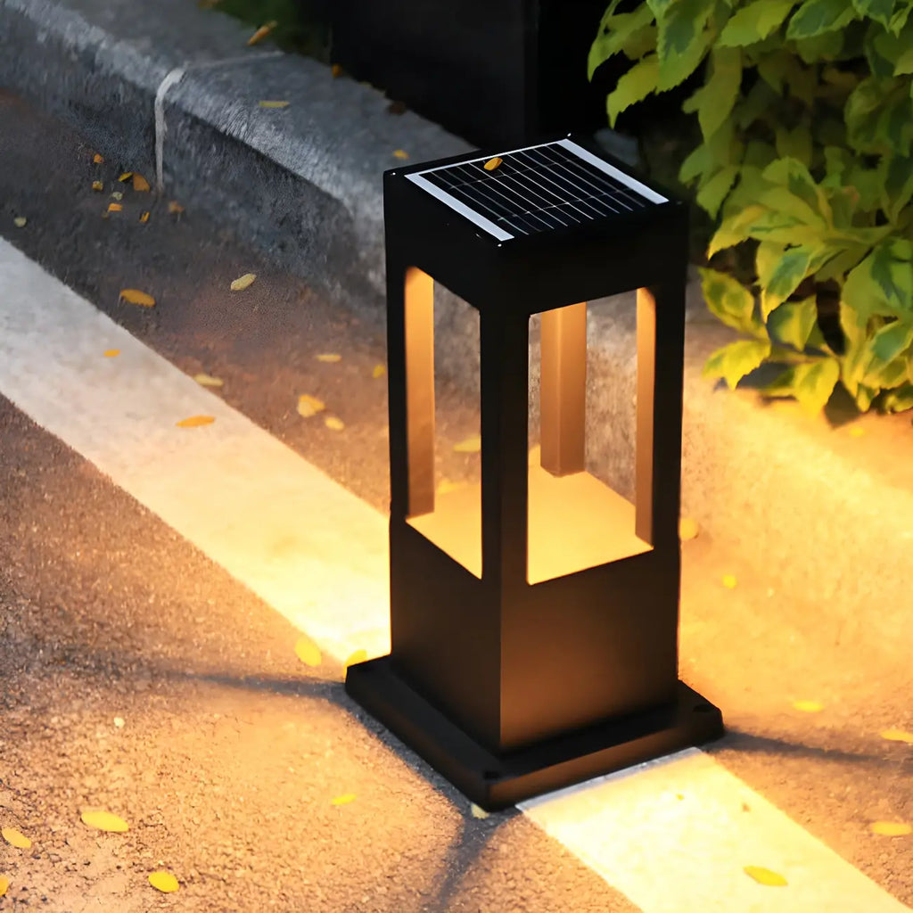 Lampes solaires LED à support en métal noir pour poteaux extérieurs
