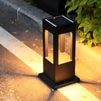 Lampes solaires LED à support en métal noir pour poteaux extérieurs