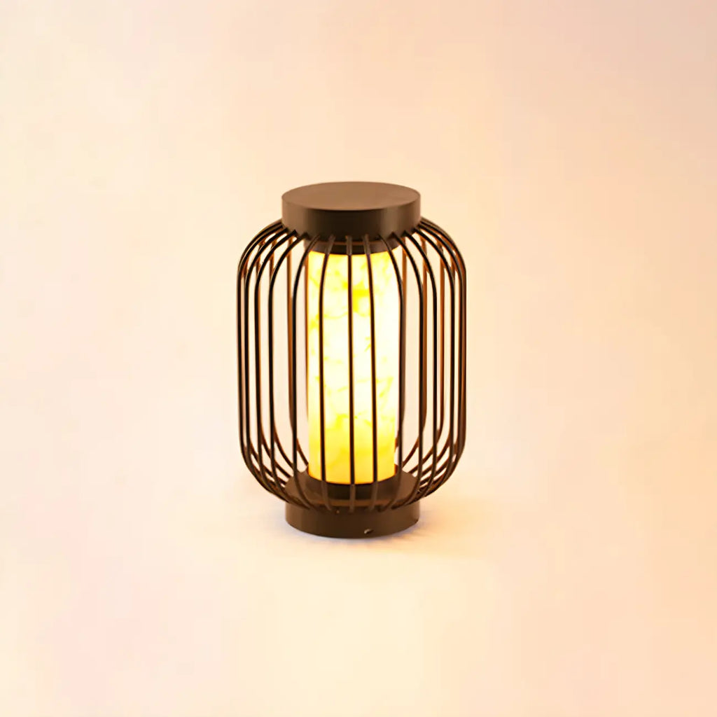 Lampes solaires d'extérieur à cage métallique noire