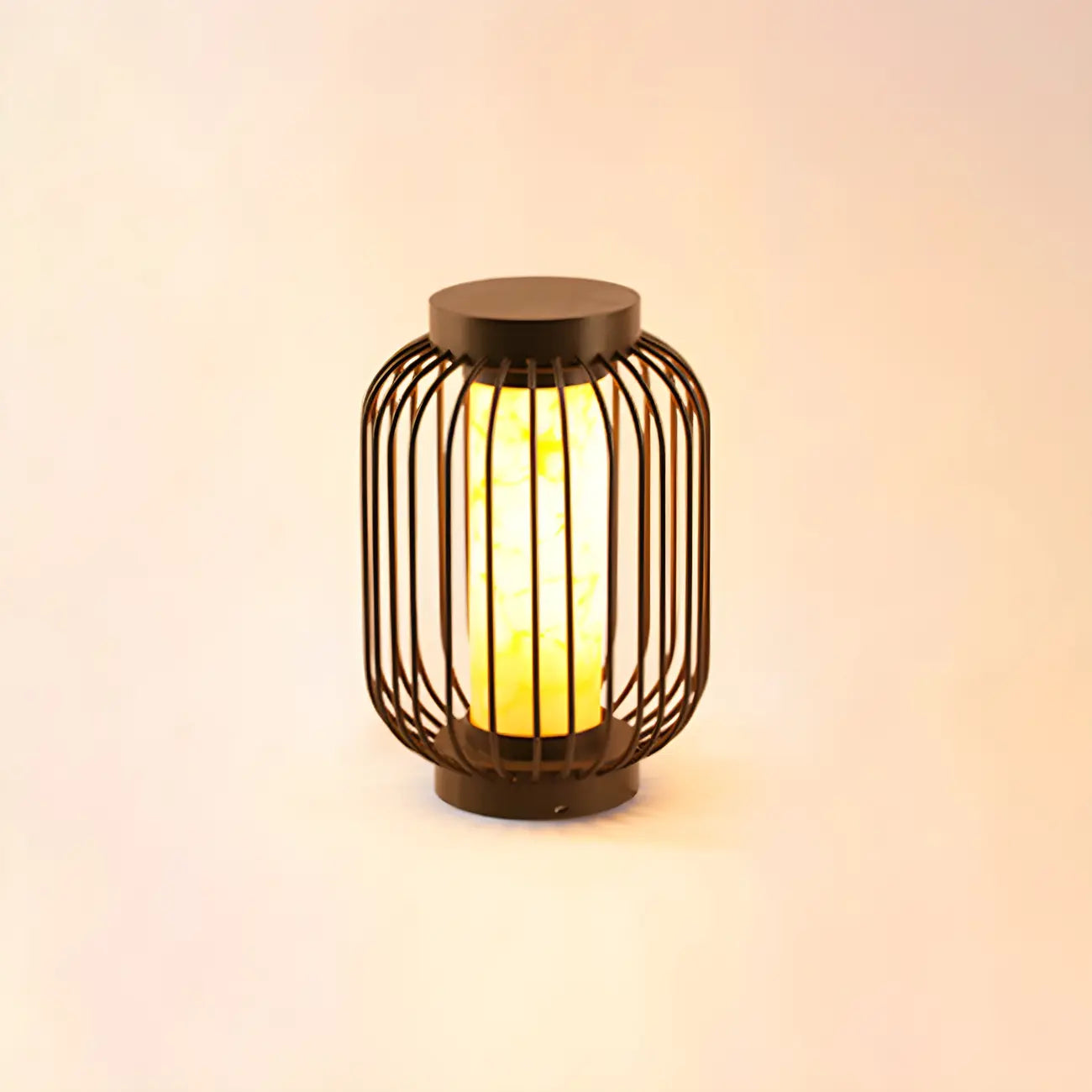 Lampes solaires d'extérieur à cage métallique noire