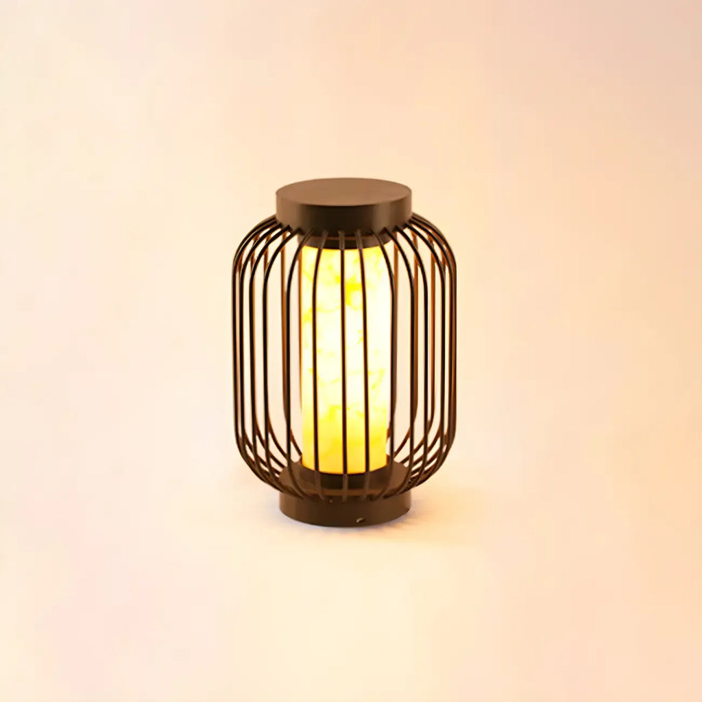 Lampes solaires d'extérieur à cage métallique noire