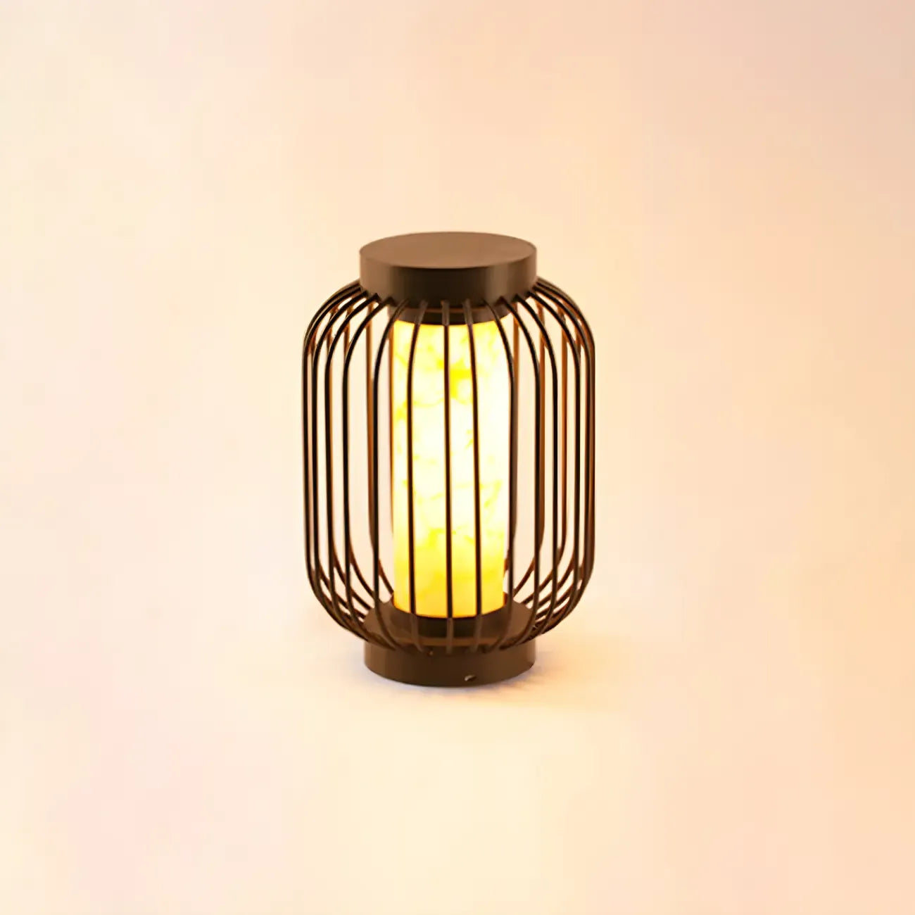 Lampes solaires d'extérieur à cage métallique noire